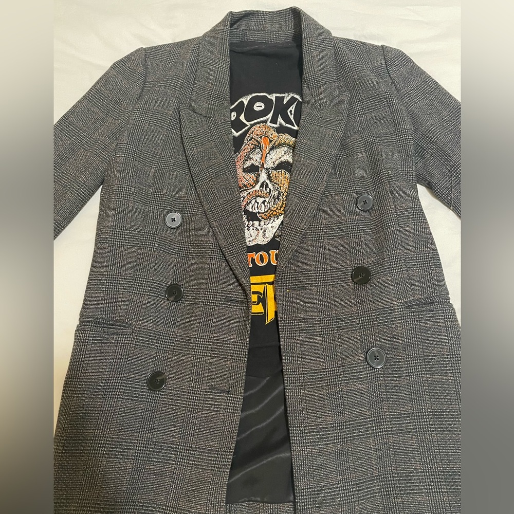 Zara Plaid Houndstooth Blazer XS